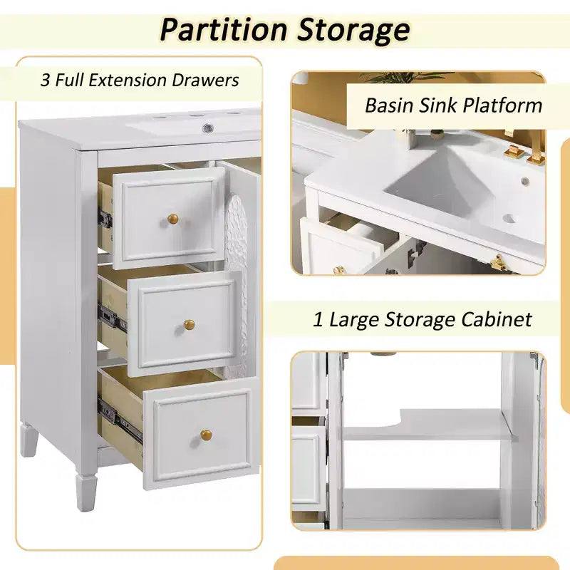 36 Bathroom Vanity Sink Combo with Storage , Wood Bathroom Floor Cabinet with Drawers and Soft Close Doors,