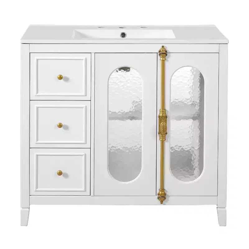 36 Bathroom Vanity Sink Combo with Storage , Wood Bathroom Floor Cabinet with Drawers and Soft Close Doors,
