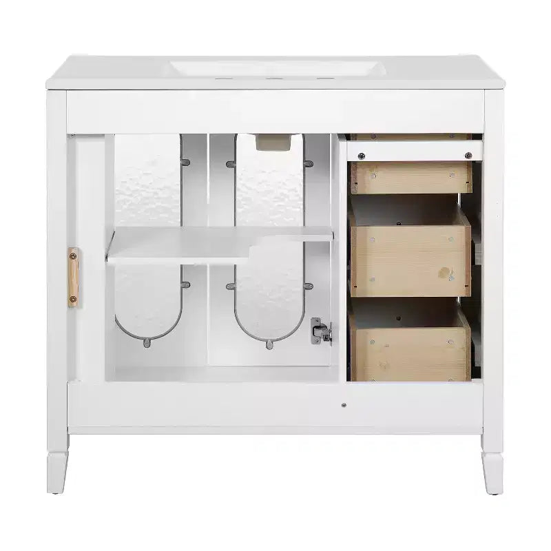 36 Bathroom Vanity Sink Combo with Storage , Wood Bathroom Floor Cabinet with Drawers and Soft Close Doors,