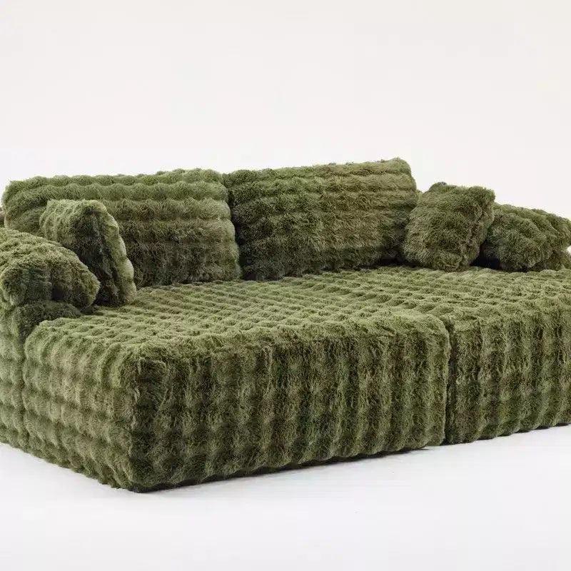 Karl Home |93 inch Wide Bubble Fleece Upholstered Oversized Lounge Sofa Grand Leisure Chaise King Size Boneless Couch Sleeper Sofa Bed for Living Room
