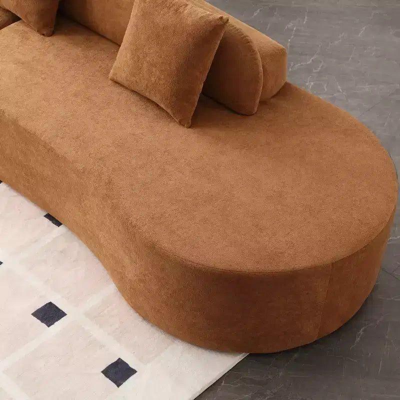 GDFStudio Xevor 130.5 Modern 4-Seater Terrycloth Upholstered Curved Sofa with 3 Pillows