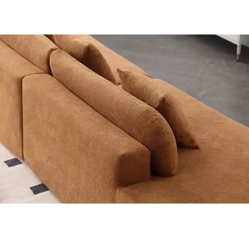 GDFStudio Xevor 130.5 Modern 4-Seater Terrycloth Upholstered Curved Sofa with 3 Pillows