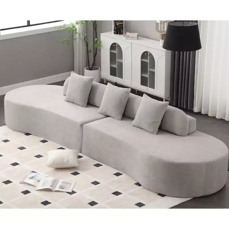 GDFStudio Xevor 130.5 Modern 4-Seater Terrycloth Upholstered Curved Sofa with 3 Pillows