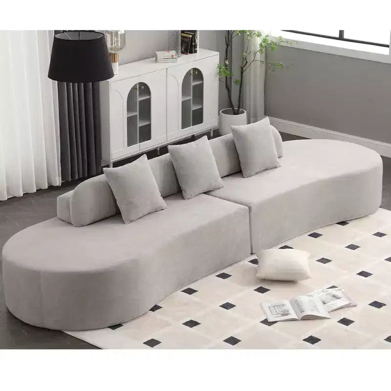 GDFStudio Xevor 130.5 Modern 4-Seater Terrycloth Upholstered Curved Sofa with 3 Pillows