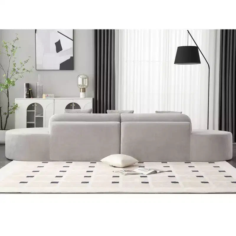 GDFStudio Xevor 130.5 Modern 4-Seater Terrycloth Upholstered Curved Sofa with 3 Pillows