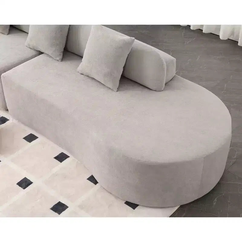 GDFStudio Xevor 130.5 Modern 4-Seater Terrycloth Upholstered Curved Sofa with 3 Pillows