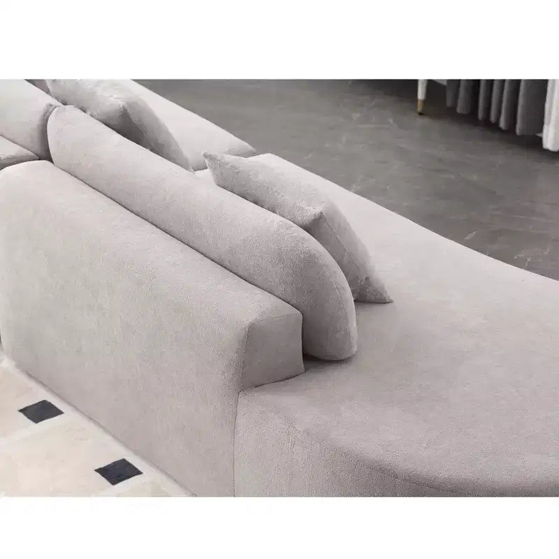 GDFStudio Xevor 130.5 Modern 4-Seater Terrycloth Upholstered Curved Sofa with 3 Pillows