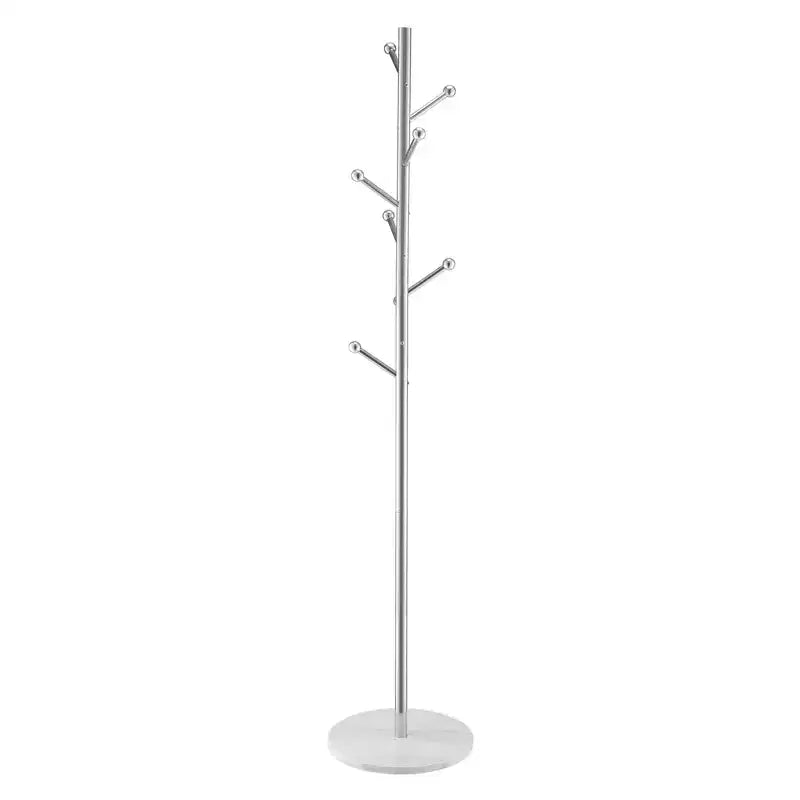 Freestanding Coat Rack with Marble Base and 8 Hooks, Modern Stainless Steel Hall Tree for Entryway