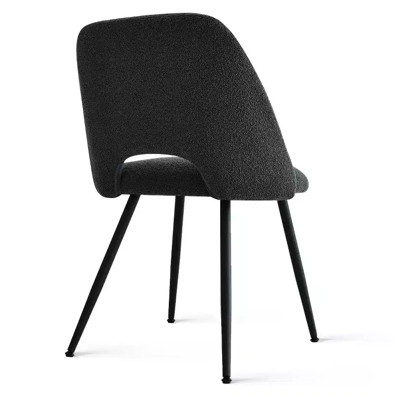 Panipeachy Upholstered Dining Chairs Set of 4, Modern Faux Shearling Side Chair with Matte Black Legs