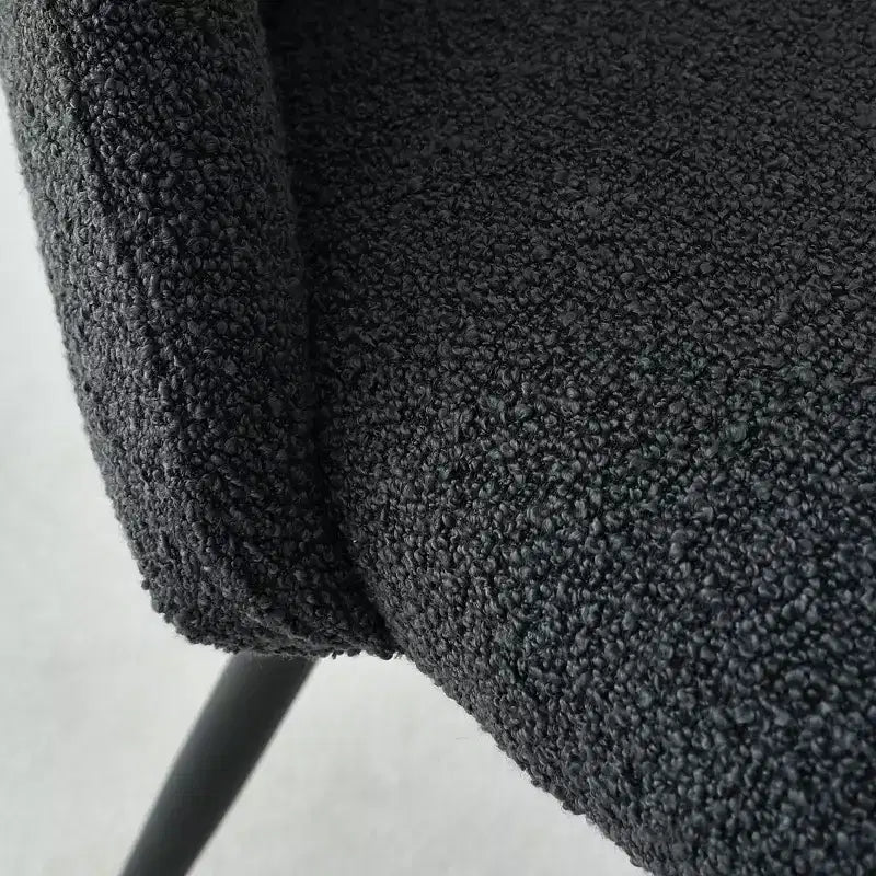 Panipeachy Upholstered Dining Chairs Set of 4, Modern Faux Shearling Side Chair with Matte Black Legs