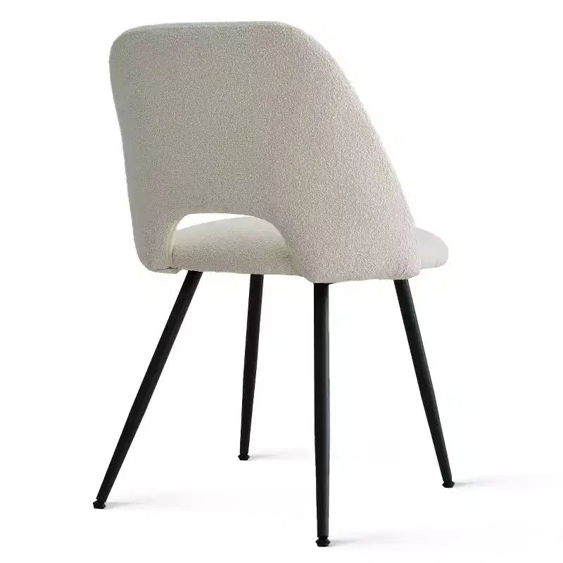Panipeachy Upholstered Dining Chairs Set of 4, Modern Faux Shearling Side Chair with Matte Black Legs