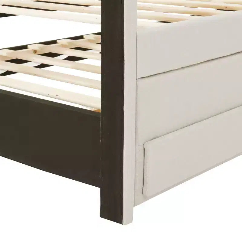 Luxystar Linen Upholstered Platform Bed with Trundle and 3 Drawers for Living Room