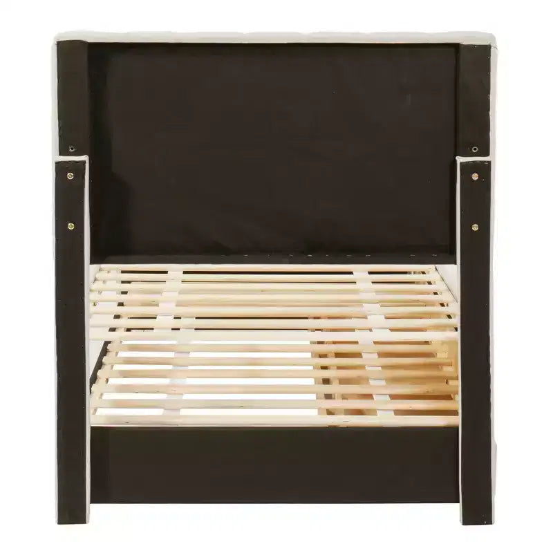 Luxystar Linen Upholstered Platform Bed with Trundle and 3 Drawers for Living Room
