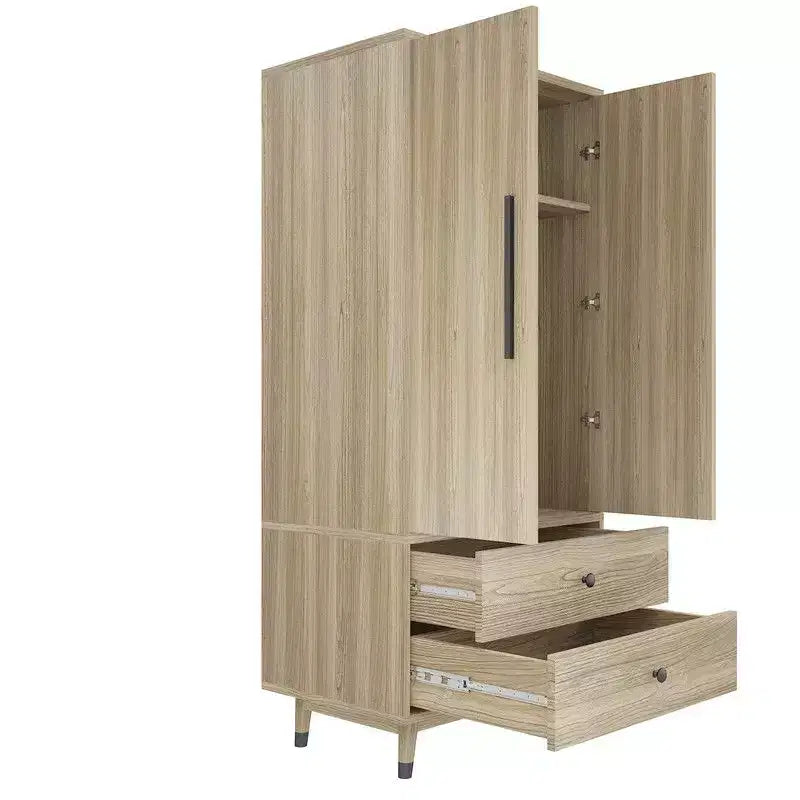 Oak 2 Doors 2 Drawers Wooden Armoire