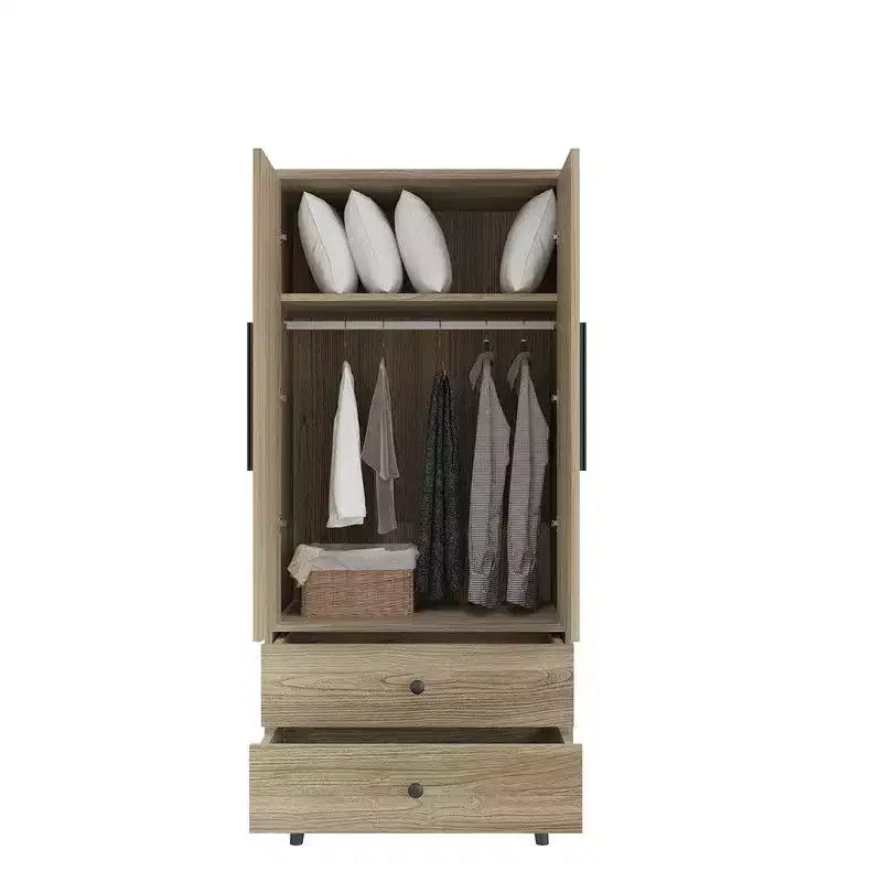 Oak 2 Doors 2 Drawers Wooden Armoire