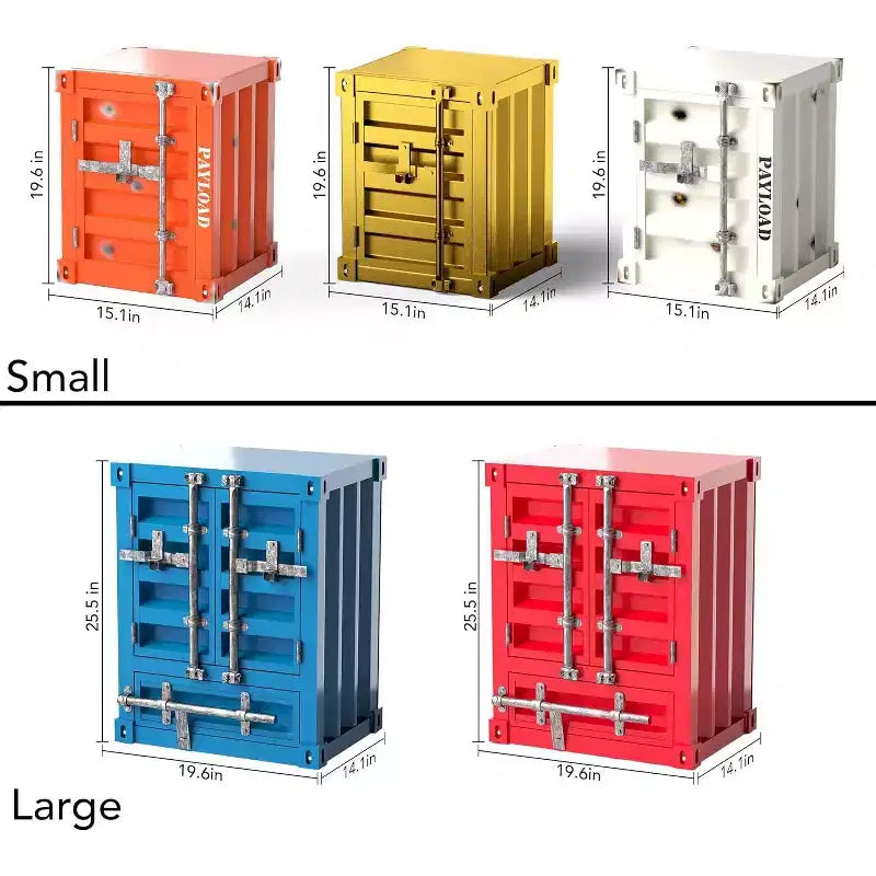 Industrial style shipping container storage cabinet side table end table