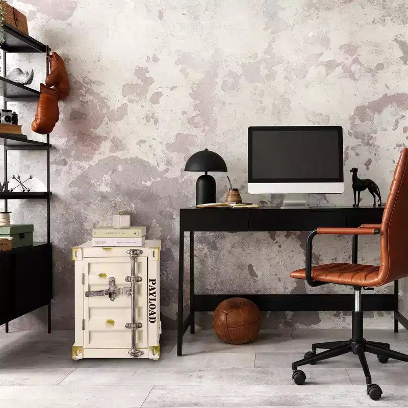 Industrial style shipping container storage cabinet side table end table