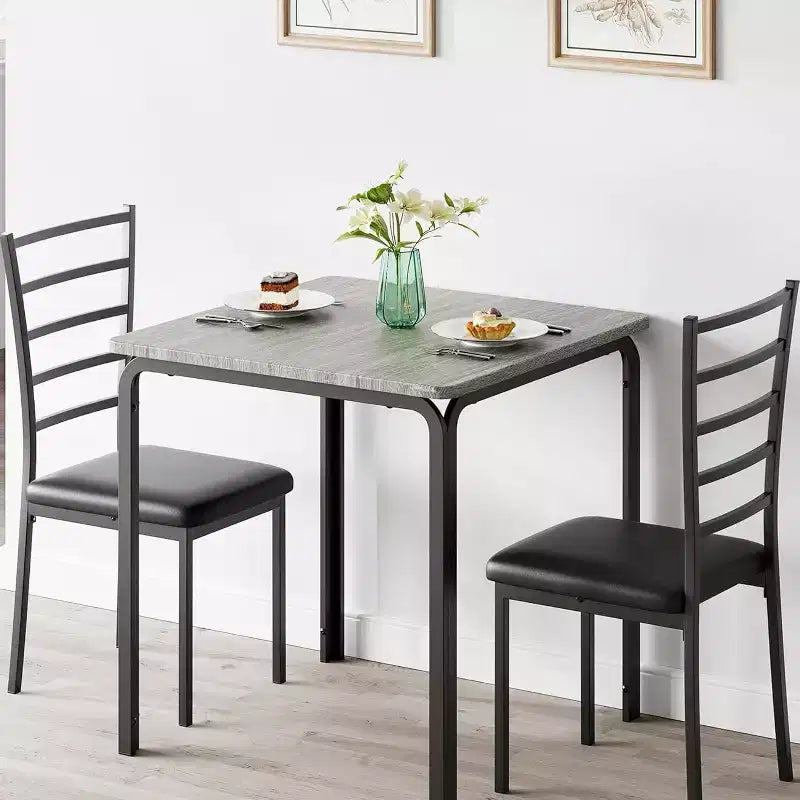 Dining Table Set for 2 W/Footrest & Backrest, Bar Table Set with 3 Upholstered Chairs, Bar Table and Chairs Set