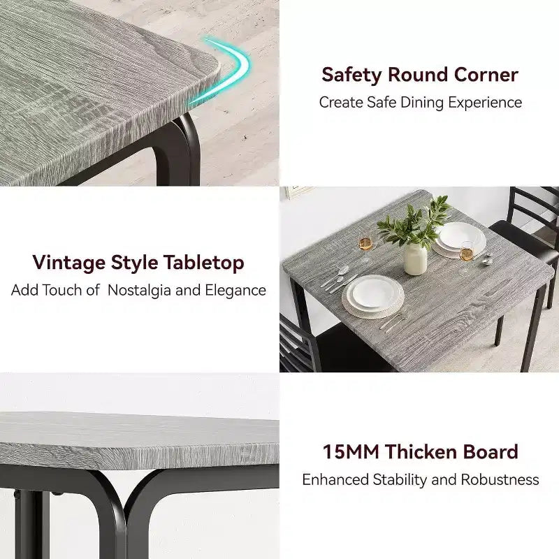 Dining Table Set for 2 W/Footrest & Backrest, Bar Table Set with 3 Upholstered Chairs, Bar Table and Chairs Set