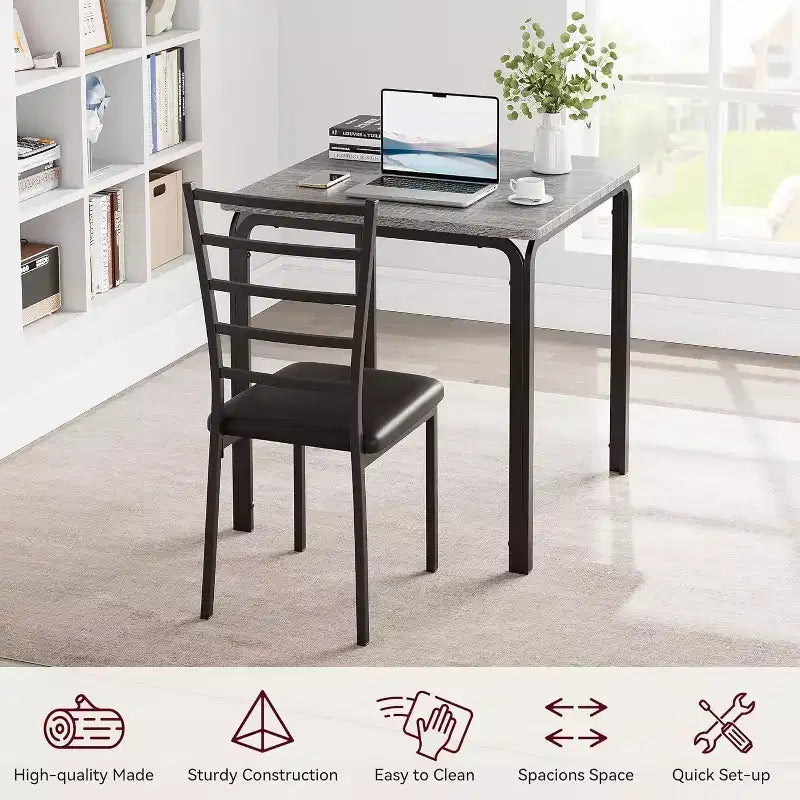 Dining Table Set for 2 W/Footrest & Backrest, Bar Table Set with 3 Upholstered Chairs, Bar Table and Chairs Set