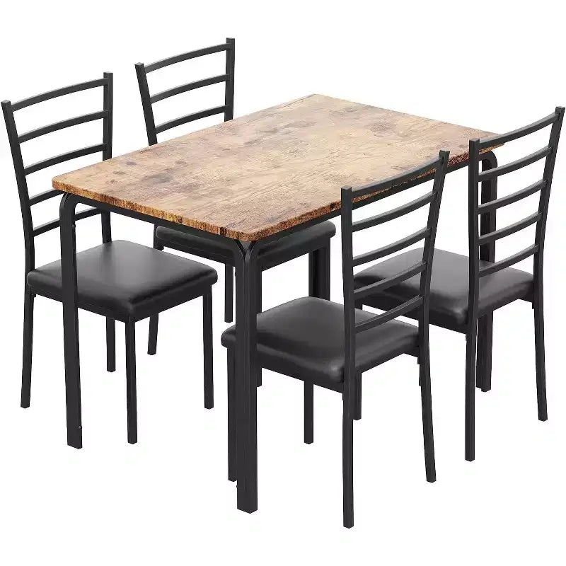 Dining Table Set for 2 W/Footrest & Backrest, Bar Table Set with 3 Upholstered Chairs, Bar Table and Chairs Set