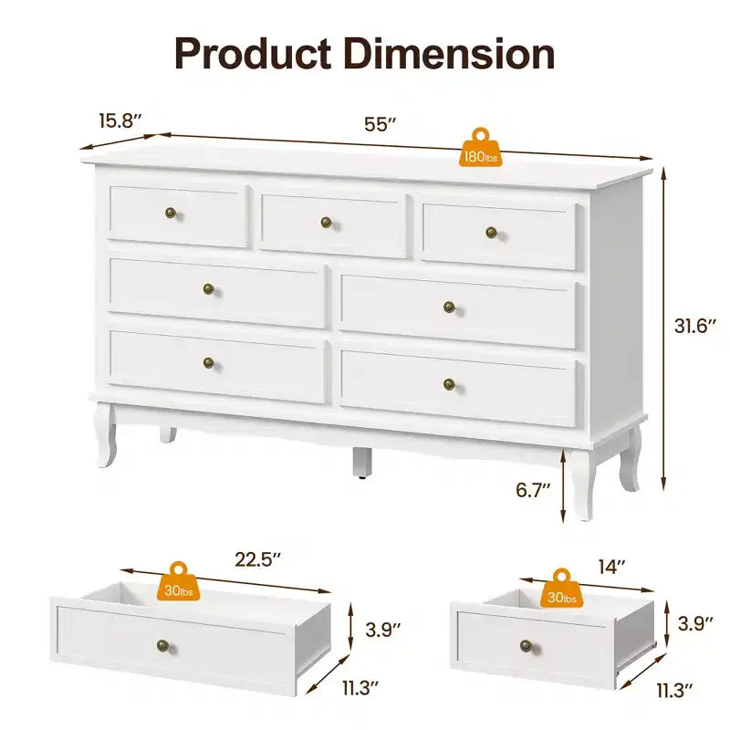 55'' Modern Dresser for Bedroom With 7 Spacious Drawers 55'' Modern Dresser for Bedroom With 7 Spacious Drawers