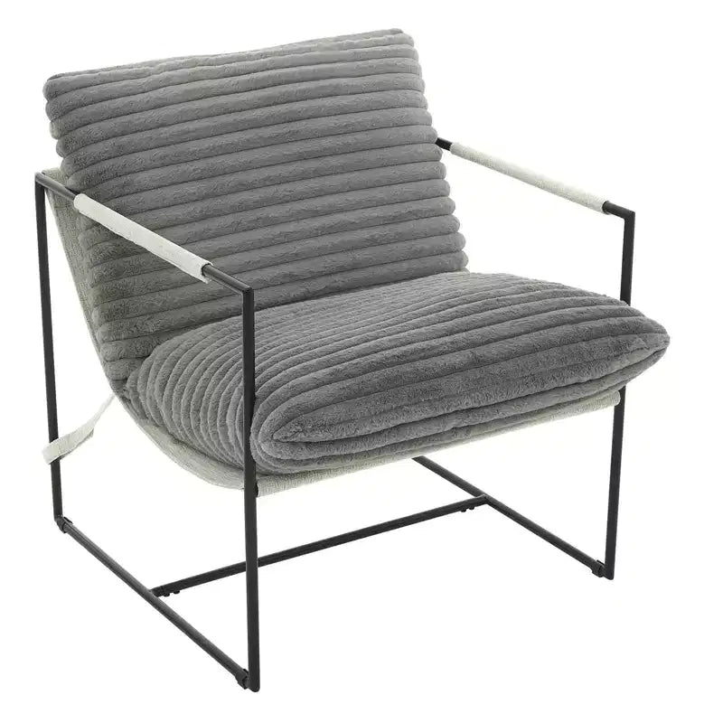 Sling Accent Chair with Metal Frame, Modern Comfy Living Room Chair, Upholstered Reading Chair with Shredded Foam Cushioning, Oversized Arm Chair