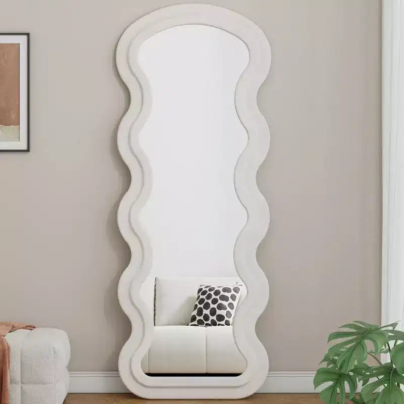 TUYOHW Modern Full Length Mirror,Flannel Vanity Mirror with Wooden Frame for Dressing Room,Cloakroom