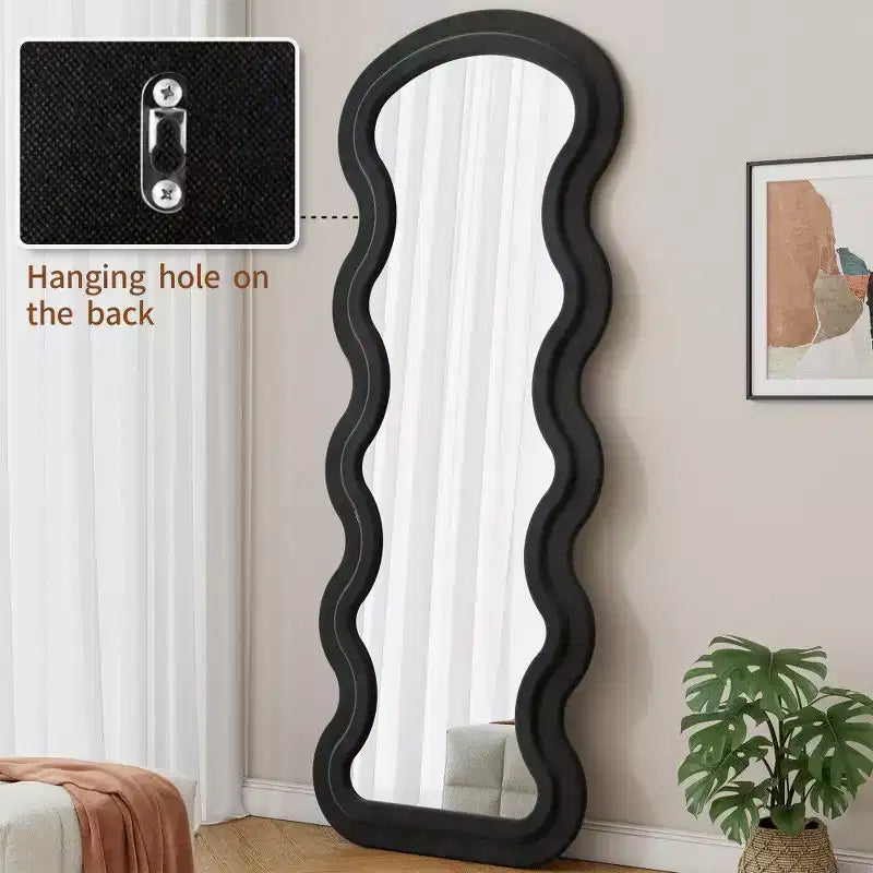 TUYOHW Modern Full Length Mirror,Flannel Vanity Mirror with Wooden Frame for Dressing Room,Cloakroom