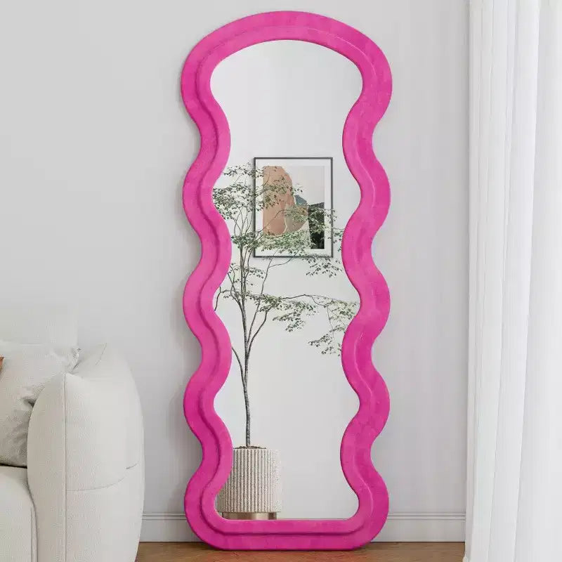 TUYOHW Modern Full Length Mirror,Flannel Vanity Mirror with Wooden Frame for Dressing Room,Cloakroom