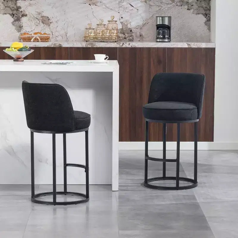 GDFStudio Iskan 25H Linen Upholstered Counter Height Bar Stools with Backrest (Set of 2)