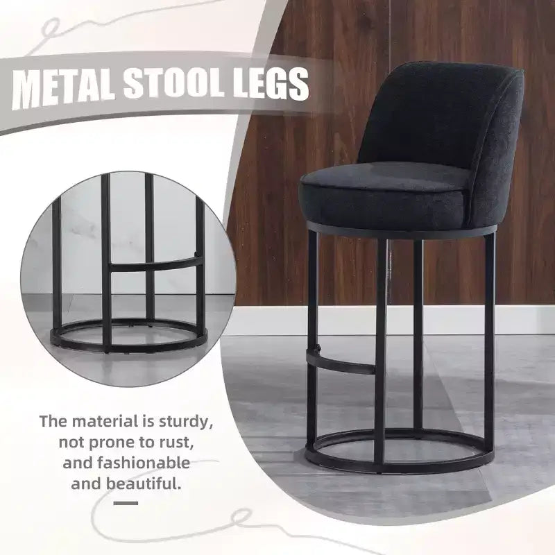GDFStudio Iskan 25H Linen Upholstered Counter Height Bar Stools with Backrest (Set of 2)