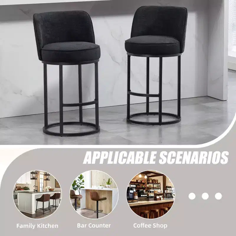 GDFStudio Iskan 25H Linen Upholstered Counter Height Bar Stools with Backrest (Set of 2)