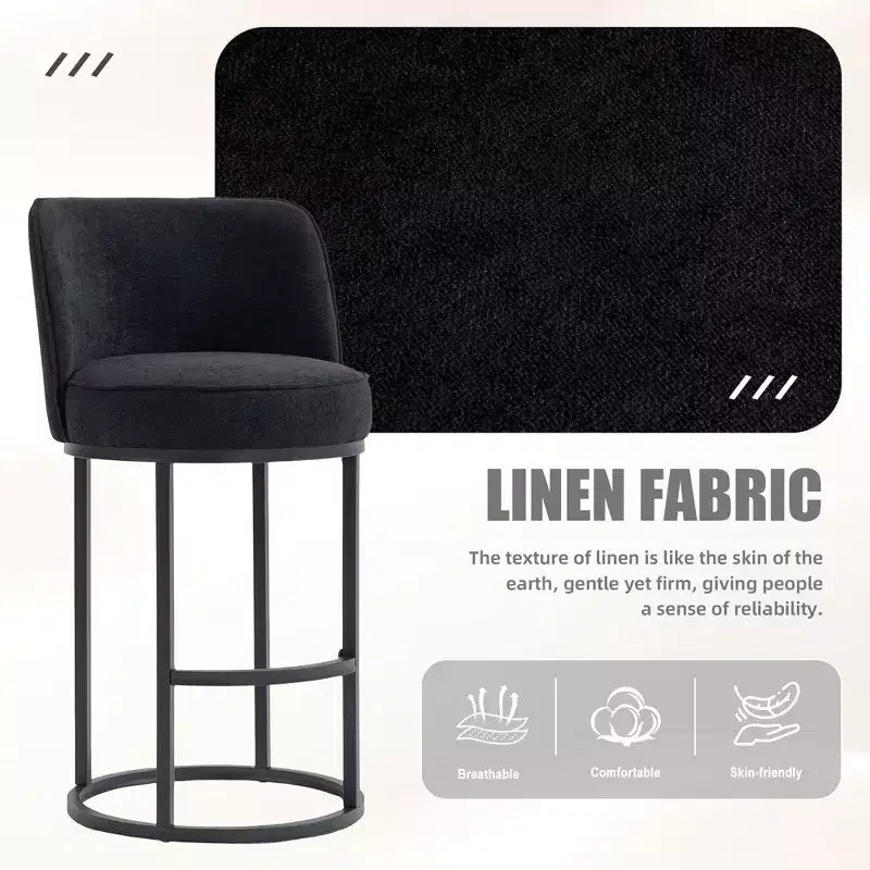 GDFStudio Iskan 25H Linen Upholstered Counter Height Bar Stools with Backrest (Set of 2)