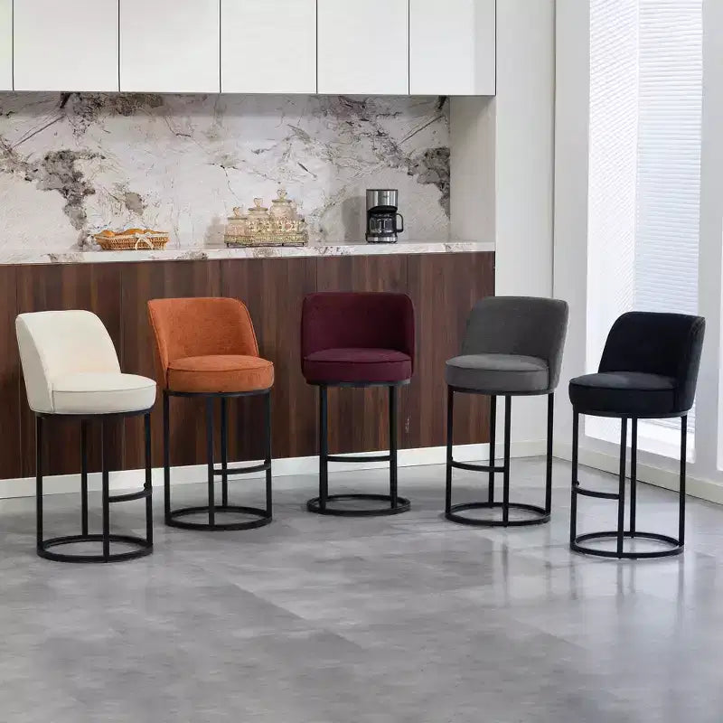 GDFStudio Iskan 25H Linen Upholstered Counter Height Bar Stools with Backrest (Set of 2)