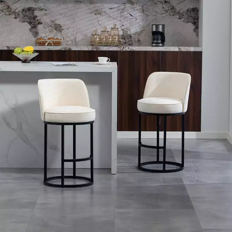 GDFStudio Iskan 25H Linen Upholstered Counter Height Bar Stools with Backrest (Set of 2)