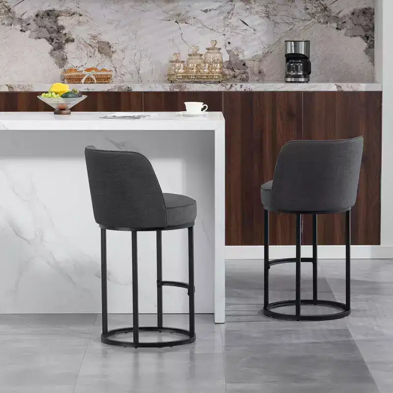 GDFStudio Iskan 25H Linen Upholstered Counter Height Bar Stools with Backrest (Set of 2)