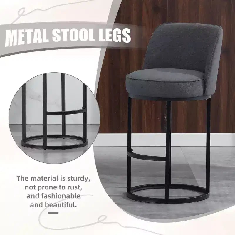 GDFStudio Iskan 25H Linen Upholstered Counter Height Bar Stools with Backrest (Set of 2)