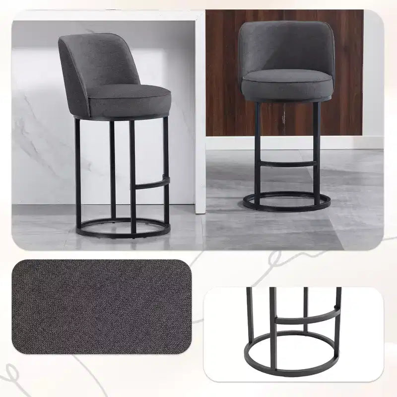 GDFStudio Iskan 25H Linen Upholstered Counter Height Bar Stools with Backrest (Set of 2)
