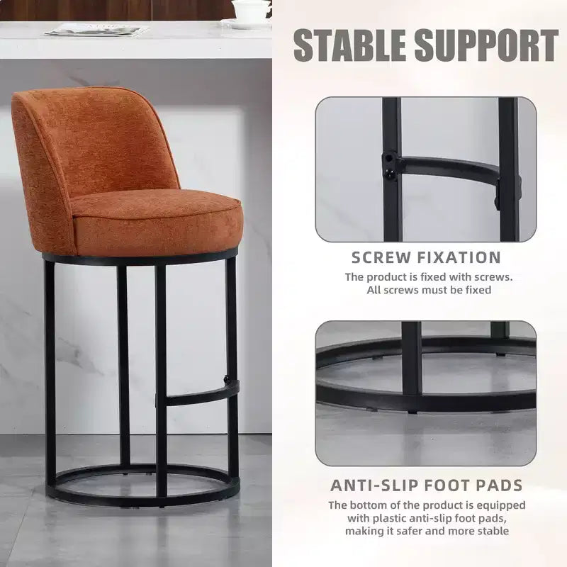 GDFStudio Iskan 25H Linen Upholstered Counter Height Bar Stools with Backrest (Set of 2)