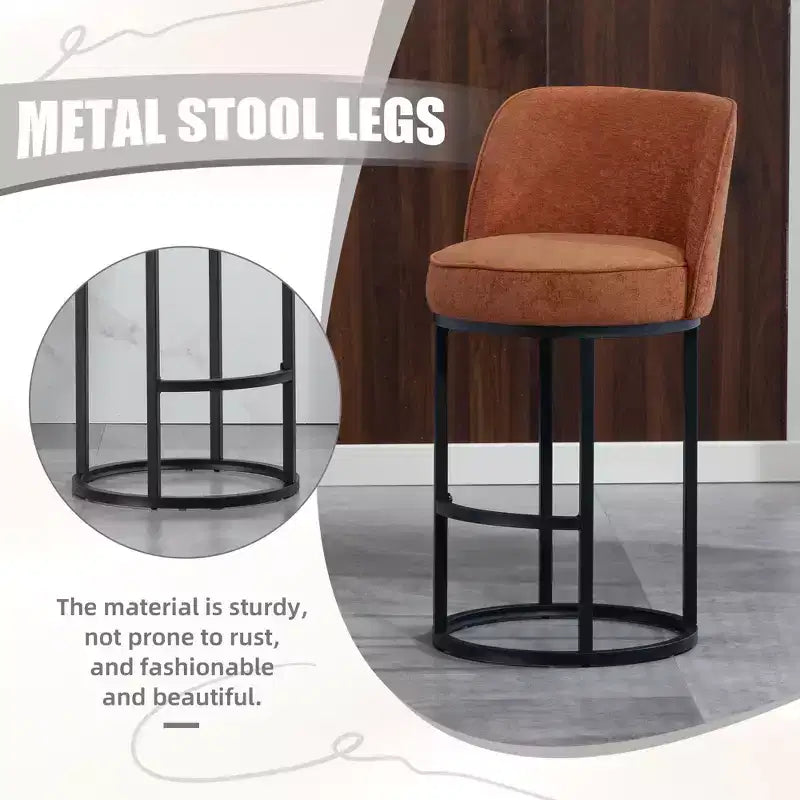 GDFStudio Iskan 25H Linen Upholstered Counter Height Bar Stools with Backrest (Set of 2)