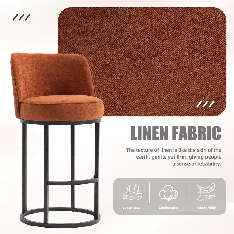 GDFStudio Iskan 25H Linen Upholstered Counter Height Bar Stools with Backrest (Set of 2)
