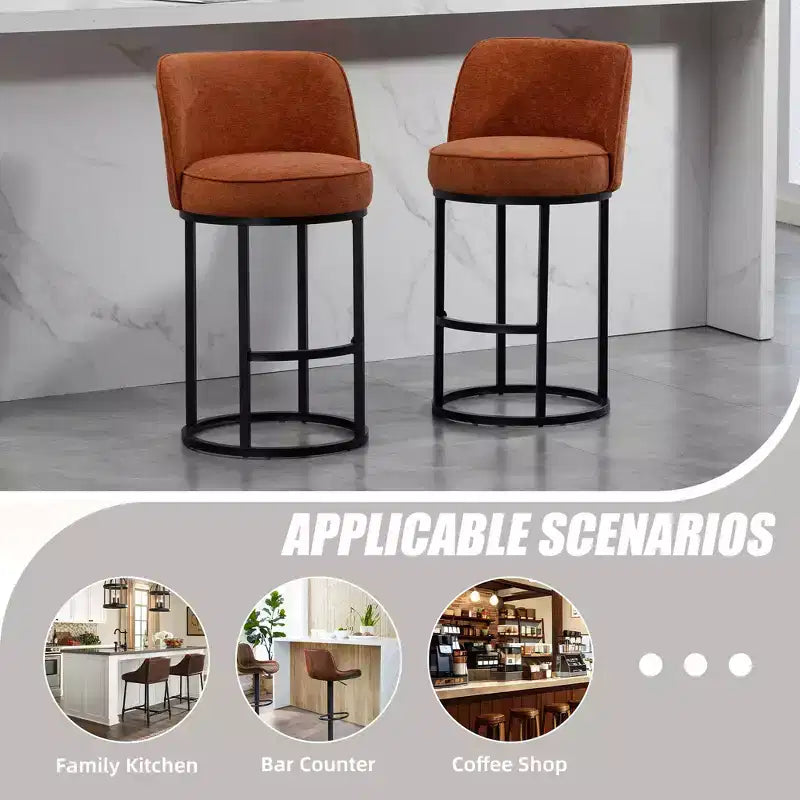 GDFStudio Iskan 25H Linen Upholstered Counter Height Bar Stools with Backrest (Set of 2)
