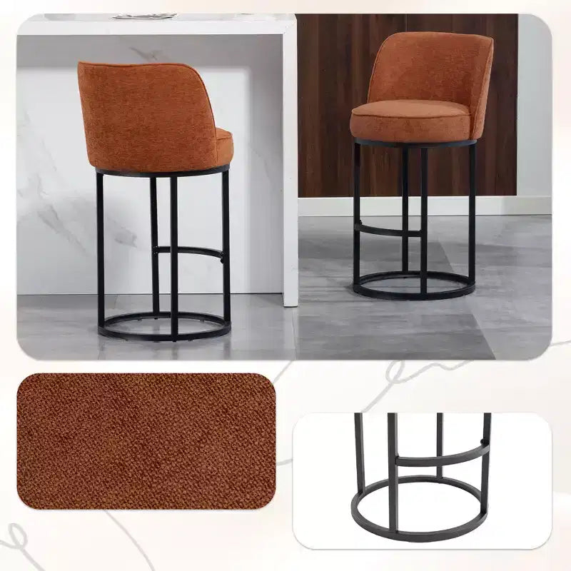 GDFStudio Iskan 25H Linen Upholstered Counter Height Bar Stools with Backrest (Set of 2)