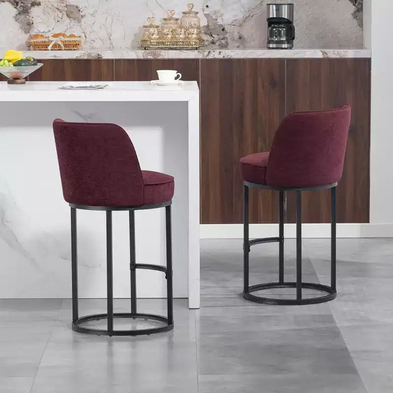 GDFStudio Iskan 25H Linen Upholstered Counter Height Bar Stools with Backrest (Set of 2)