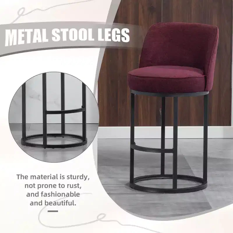 GDFStudio Iskan 25H Linen Upholstered Counter Height Bar Stools with Backrest (Set of 2)