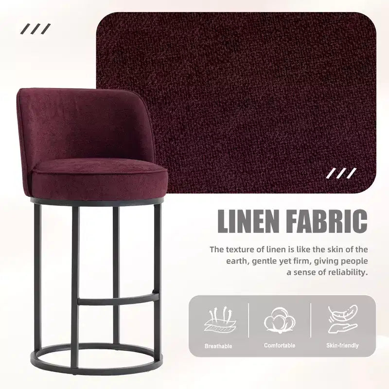 GDFStudio Iskan 25H Linen Upholstered Counter Height Bar Stools with Backrest (Set of 2)