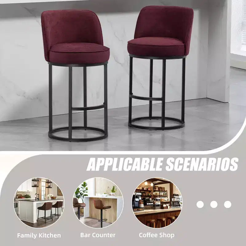 GDFStudio Iskan 25H Linen Upholstered Counter Height Bar Stools with Backrest (Set of 2)