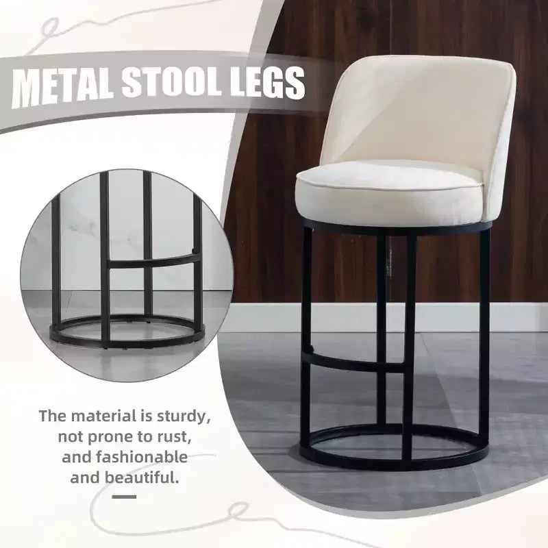 GDFStudio Iskan 25H Linen Upholstered Counter Height Bar Stools with Backrest (Set of 2)