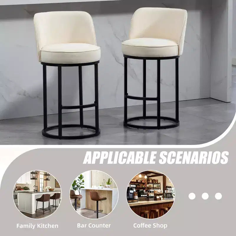 GDFStudio Iskan 25H Linen Upholstered Counter Height Bar Stools with Backrest (Set of 2)